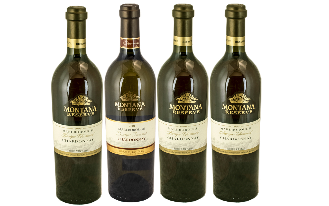 Montana Reserve - Vintage 1996 Chardonnay Produce of New Zealand ( 4 ) Bottles In Total.
