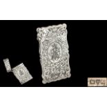 Edwardian Period Superb Sterling Silver Card Case of Shaped Form,