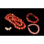 Collection of Coral Jewellery comprising a red coral necklace,