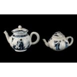 Two Miniature Underglaze Blue Porcelain Tea Pots,