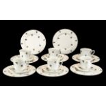 Blenheim Bone China Tea Service, comprising six cups, six saucers and eight sandwich/cake plates,