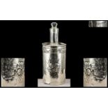 Edwardian Period - Ladies Large and Impressive Circular Sterling Silver and Glass Scent Bottle with