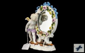 German Decorated Porcelain Mirror,