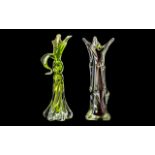 Pair of Tall Murano Style Glass Vases, each approx. 14'' tall. One in clear glass Murano vase with