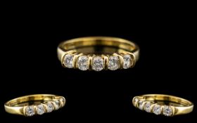 18ct Yellow Gold - Attractive 5 Stone Diamond Ring. Marked 750 - 18ct to Shank.