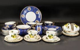 Part Czechoslovakian Tea Service style 'Epiac' comprising four tea cups, ten saucers,