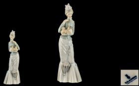 Lladro - Tall Elegant Hand Painted Porcelain Figure ' Walk with the Dog ' Model No 4893.