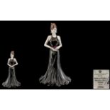 Coalport - Fine Bone China Exclusive Hand Painted Figurine ' Ladies of Fashion ' Stunning In Black