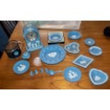 Collection of Wedgwood Blue Jasper, comprising a mantle clock,
