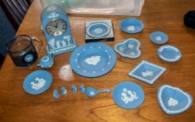 Collection of Wedgwood Blue Jasper, comprising a mantle clock,