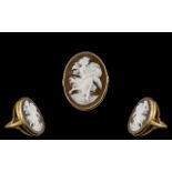 Antique Period - Large and Impressive Oval Shaped Cameo Ring In a 9ct Gold Ring Mount.