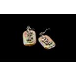 Iridescent Pink Baroque Pearl Drop Earrings, fresh water pearls of the unusual, almost rectangular