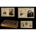 Tooled Leather Carte De Visite Album containing a quantity of mostly portraits and groups,