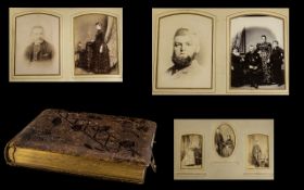 Tooled Leather Carte De Visite Album containing a quantity of mostly portraits and groups,