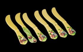 Carltonware China Fruit Knives set of six, circa 1950, one chipped.