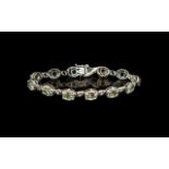 Green Amethyst Tennis Bracelet, 12 oval cut sparkling, mint green amethysts, also called prasiolite,