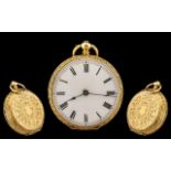 Antique Period - Pleasing and Attractive Swiss made Ladies 18ct Gold Ornate Open Faced Key-wind