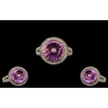 Glen Lehrer Torus - Attractive and Well Designed Contemporary 9ct Gold Amethyst and Diamond Set