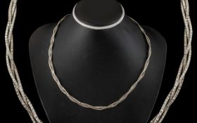 14ct White Gold Attractive Designed Necklace ( Italian ) Marked 14ct.