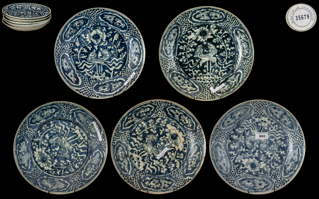 Chinese Export Wares: Five Late Ming Period Shallow Blue and White Bowls from the Binh Thuan