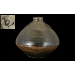 Art Pottery Stoneware Glazed Vase, painted,