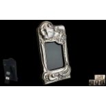 Art Deco Period Stunning Sterling Silver Shaped Photo Frame with Stylised High Decoration to Front