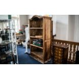 Two Well Constructed Very Heavy Pine Coloured Book Cases ( Matching Pair ) Heights Approx 78.