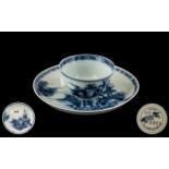 Nanking Cargo: Chinese 18th Century Tea Cup and Saucer, decorated in underglaze blue,