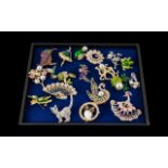 Great Collection of Different Colourful Brooches, Various Subjects and Sizes. Includes Various