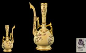 Royal Worcester Hand Painted Blush Ivory Persian Design - Rose Water Ewer,