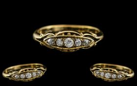 Antique Period 18ct Gold 5 Stone Diamond Ring. Marked 18ct to Interior of Shank. Ring Size P.