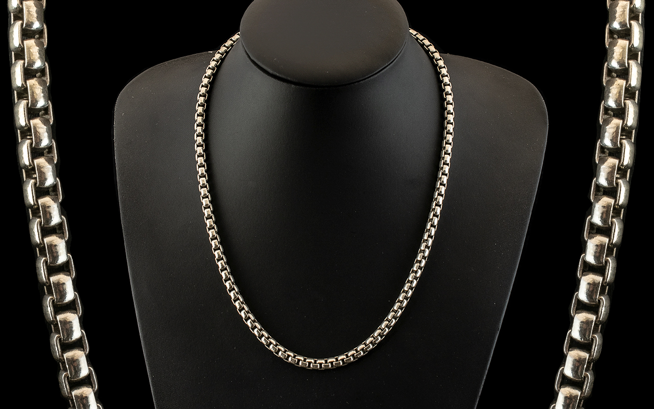 Superb Quality - Vintage Sterling Silver Square Belcher Chain of Solid Construction with Excellent