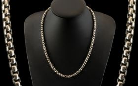 Superb Quality - Vintage Sterling Silver Square Belcher Chain of Solid Construction with Excellent