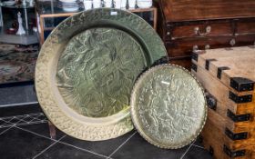 Two Middle Eastern Embossed Brass Wall Plaques,