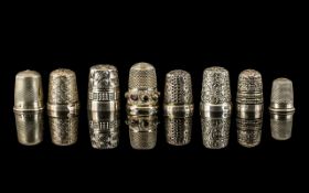 Excellent Collection of Antique Period Hallmarked Sterling Silver Thimbles - Various Sizes and