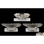 Edwardian Period Fine Pair of Open-worked Sterling Silver Bon Bon Dishes of Small Proportions.
