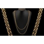 Antique Period 9ct Gold Wonderful Designed Muff Chain of Extra Length and Quality. c.1890 - 1900.