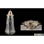 Cut Glass Silver Topped Sugar Caster, hallmarked London 1904, 7.5 inches (18.