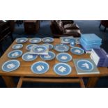 Large Collection of Wedgwood Jasper Pale Blue comprising Christmas Plates between 1969 and 1990,