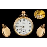 American Waltham Traveller Gold Filled Open Faced Key-less Pocket Watch. c.1910.
