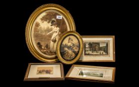 Miscellaneous Collection of Five Mounted and Framed Prints,