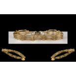 9ct Gold Four Bar Gate Bracelet. Full Hallmark for 9.375.