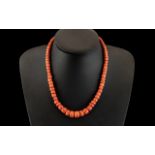 Early 20th Century Mediterranean Pink Coral Necklace, of graduating beads,