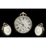Victorian Period Sterling Silver Fusee Movement Key-wind Open Faced Pocket Watch.