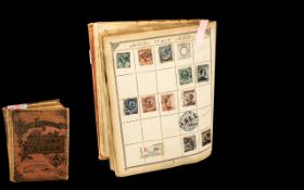 Very Old Lincoln Stamp Album with Illustrations & Maps, with lots of interesting old stamps within.