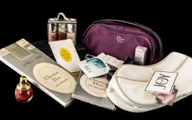 Christian Dior Collection - comprising: Dior plum coloured make-up bag with zip and short handle