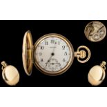 American Watch Co Waltham - Excellent Quality Key-less Full Hunter Gold Fillet Pocket Watch. c.1912.