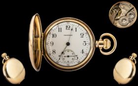 American Watch Co Waltham - Excellent Quality Key-less Full Hunter Gold Fillet Pocket Watch. c.1912.