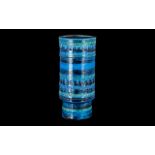 Italian 1960s Art Pottery Blue Glazed Vase with incised decoration; factory marks to base;