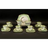 Fine Art Deco Porcelain Tea Set by Bell China, c1930, of conical form,